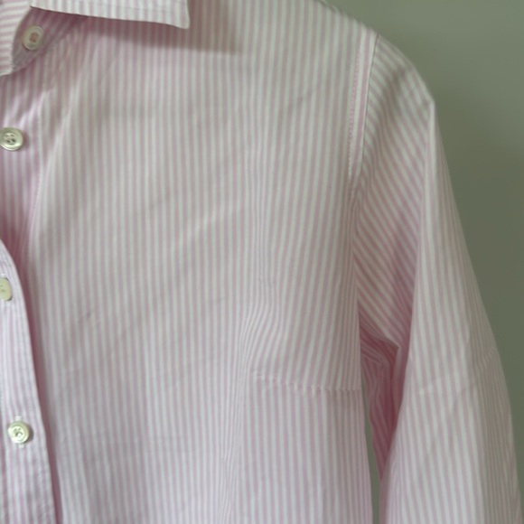 J Crew women’s button down pink and white striped long sleeve collared shirt - Picture 2 of 4